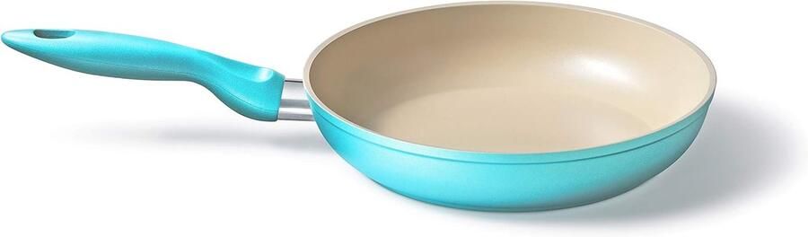 Ronde Koekenpan Keramische Pan Dagelijks Koken Hittebestendig Handvat 26 cm Diameter Turquoise