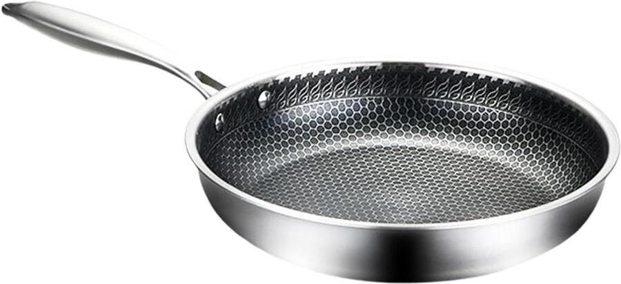 Ronde Koekenpan Koopgerei Keuken Dagelijks Koken Gelijkmatige Warmteverdeling 28 cm Zilver