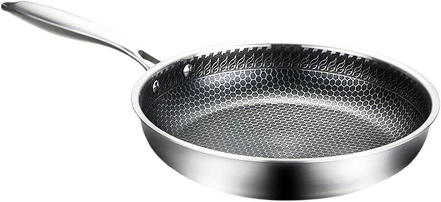 Ronde Koekenpan Koopgerei Keuken Dagelijks Koken Gelijkmatige Warmteverdeling 28cm Diameter Zilver