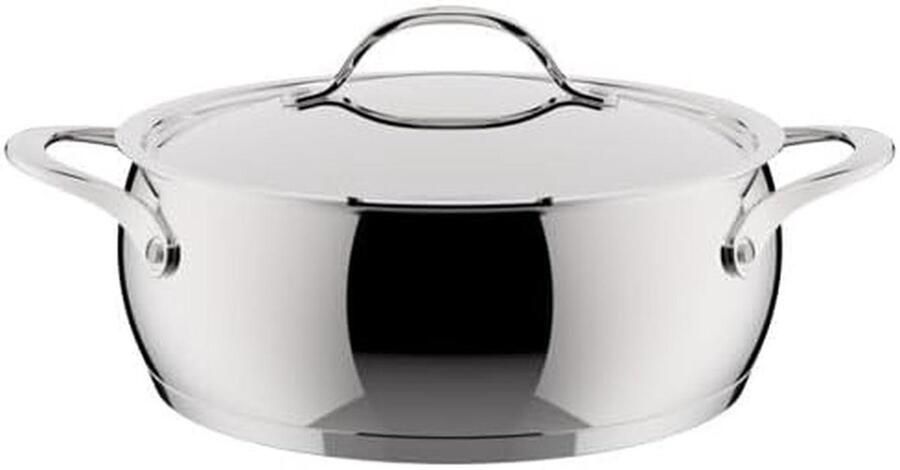 Ronde Kookpan 26 cm RVS Inox Hoge Bodem Geschikt voor Alle Warmtebronnen