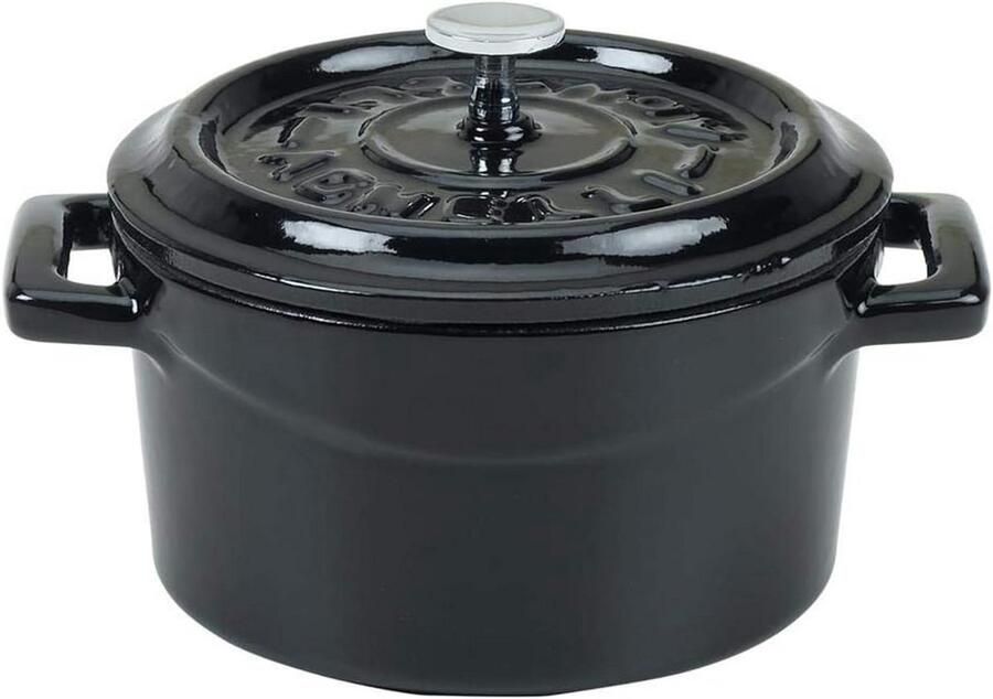 Ronde Mini Braadpan Gietijzer met Twee Handgrepen 14 cm Rood Zwart