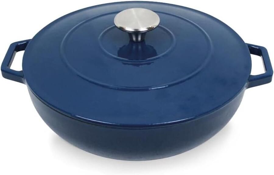 Ronde pan Gietijzeren pan Langzaam koken Gelijkmatige warmte 25 cm Blauw