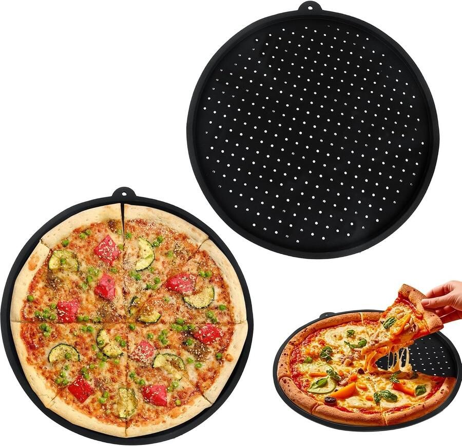 Ronde Perforated Bakplaat voor de Oven 33 cm Antiaanbaklaag Ideaal voor Pizza Taart en Grillgerechten