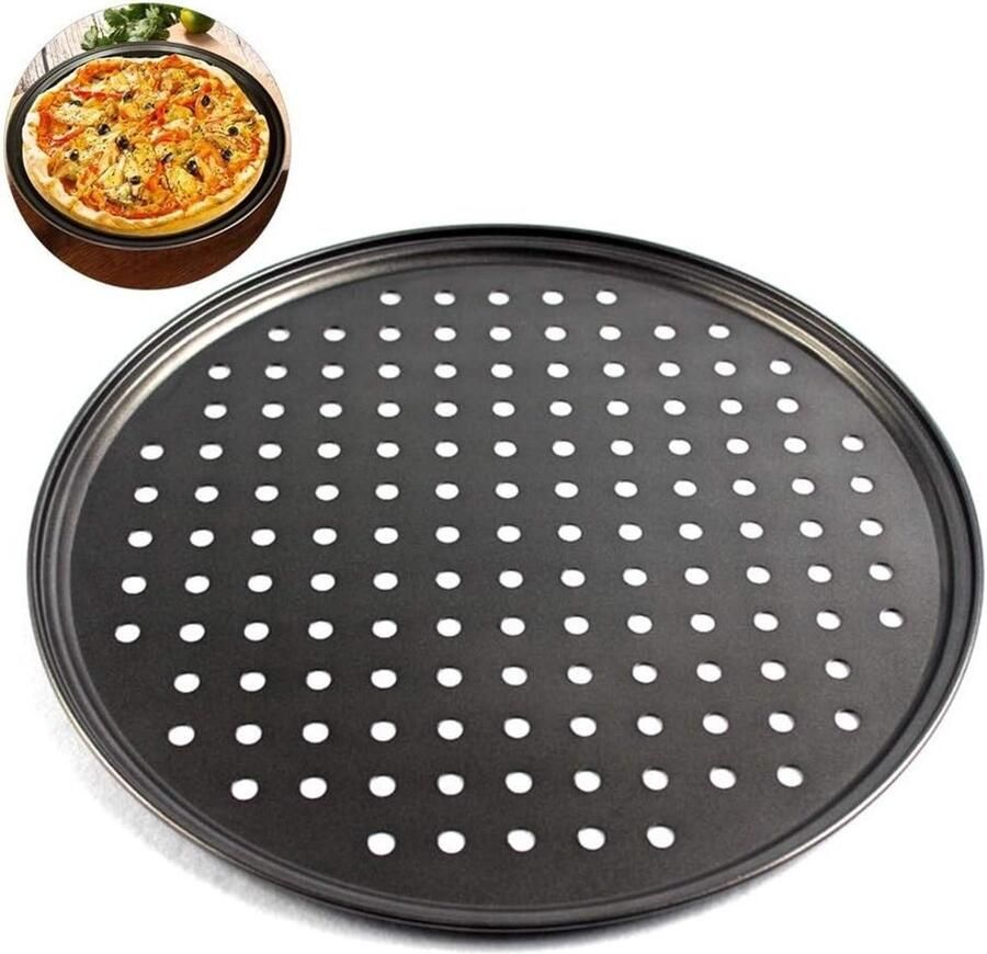 Ronde Perforated Pizza Plate Antiaanbaklaag Ideaal voor Thuis en Restaurantgebruik 26CM