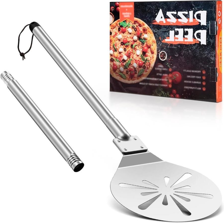 Ronde Perforated Pizza Schep van RVS 9 Inch met Verwijderbare Handgreep voor Makkelijk Gebruik en Opslag Perfect voor Thuis Pizza Bakken