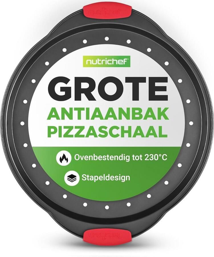 Ronde Pizza Bakplaat met Perforaties Anti-aanbak Ovenpan met Siliconen Handvaten
