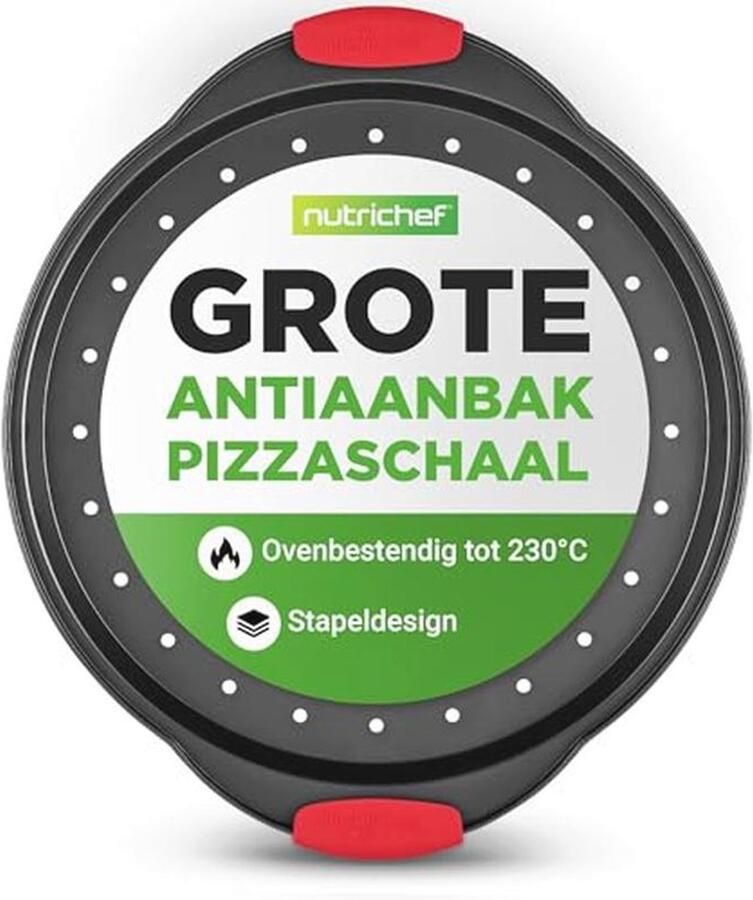 Ronde Pizza Bakplaat met Perforaties Anti-aanbak Ovenpan met Siliconen Handvaten