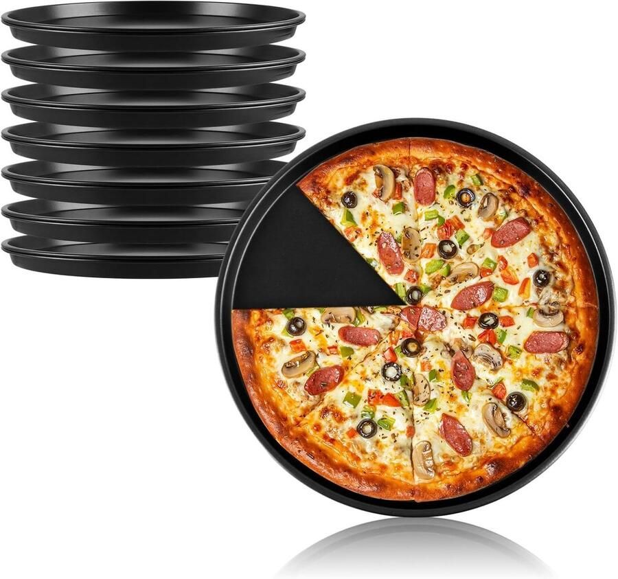 Ronde Pizza- en Taartplaat van 28 cm van RVS met Anti-aanbaklaag Ideaal voor Pizza Cheesecake en Quiche