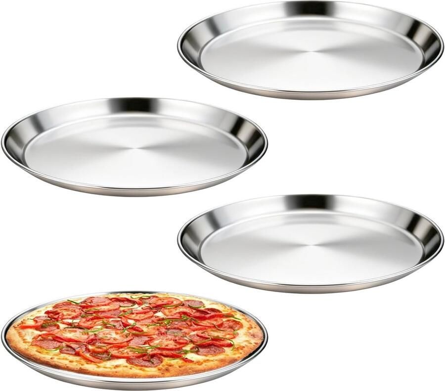 Ronde Pizza Plate van 26 cm Grote RVS Pizza Bakplaat voor Oven Perfect voor Thuis Pizza Bakken en Grillen