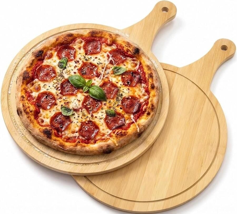 Ronde pizza schaal met handvat set van 2 30 cm ideaal voor het serveren van pizza's taarten en snacks