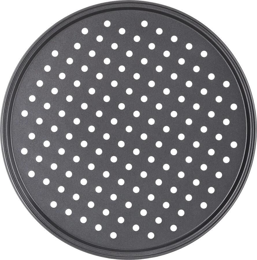 Ronde pizzabakplaatset (2 stuks) Pizzabaknet geschikt voor geperforeerd koelnet en geperforeerde mat Zwart