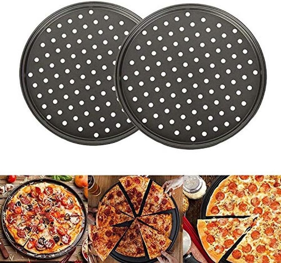 Ronde Pizzaplaat Set voor Oven 30 cm Geperforeerde Bakpannen