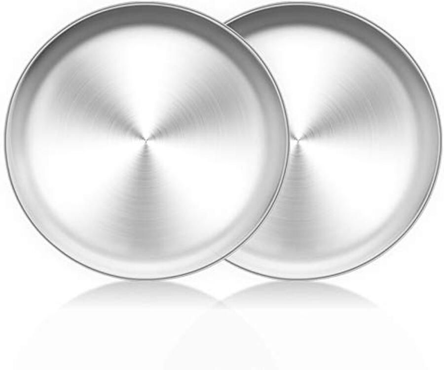 Ronde Pizzaplaat van Roestvrij Staal 26 cm Set van 2 Perfect voor Oven Bakken en Gezond Koken
