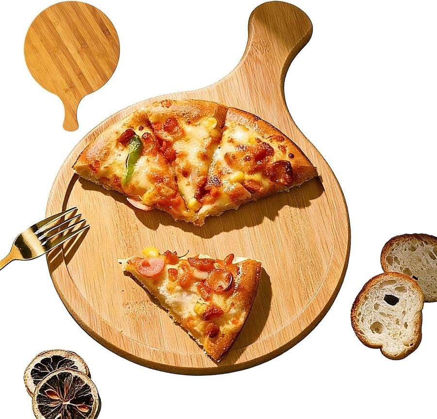 Ronde Pizzaschotel 18 cm met Pizzaroller Taartserver en Bakborstel Antiaanbaklaag Versterkt Koolstofstaal voor Gelijkmatige Warmteverdeling en Ideale Bakresultaten