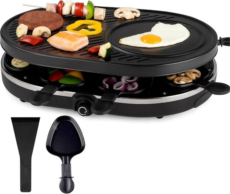 Ronde Raclette Set voor 8 Personen met Regelbare Temperatuur