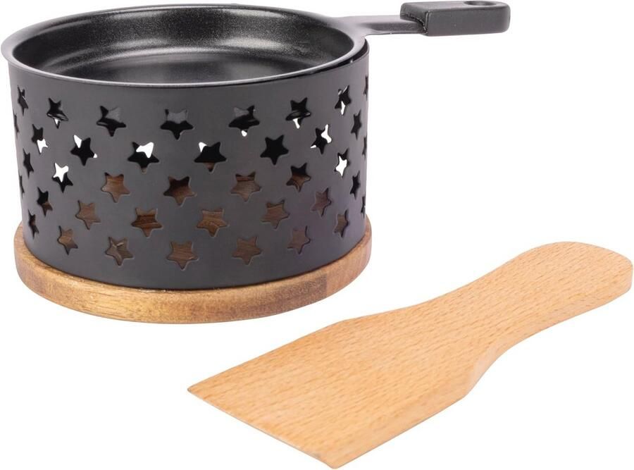 Ronde Raclette van Roestvrij Staal met Spatel 1 Persoon Zwart
