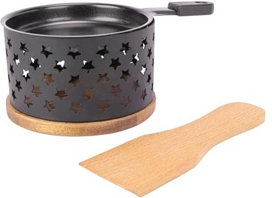 Ronde Raclette van Roestvrij Staal met Spatel 1 Persoon Zwart