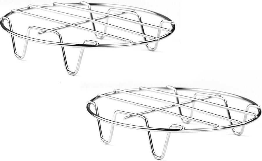 Ronde roestvrijstalen stoomrek (2 stuks 15 9 cm) voor koken en braden