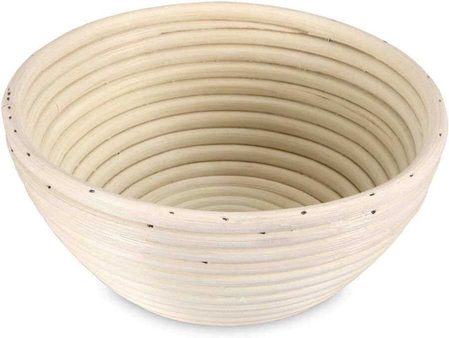 Ronde rotan tuinmand voor broodbakken Beige 17cm