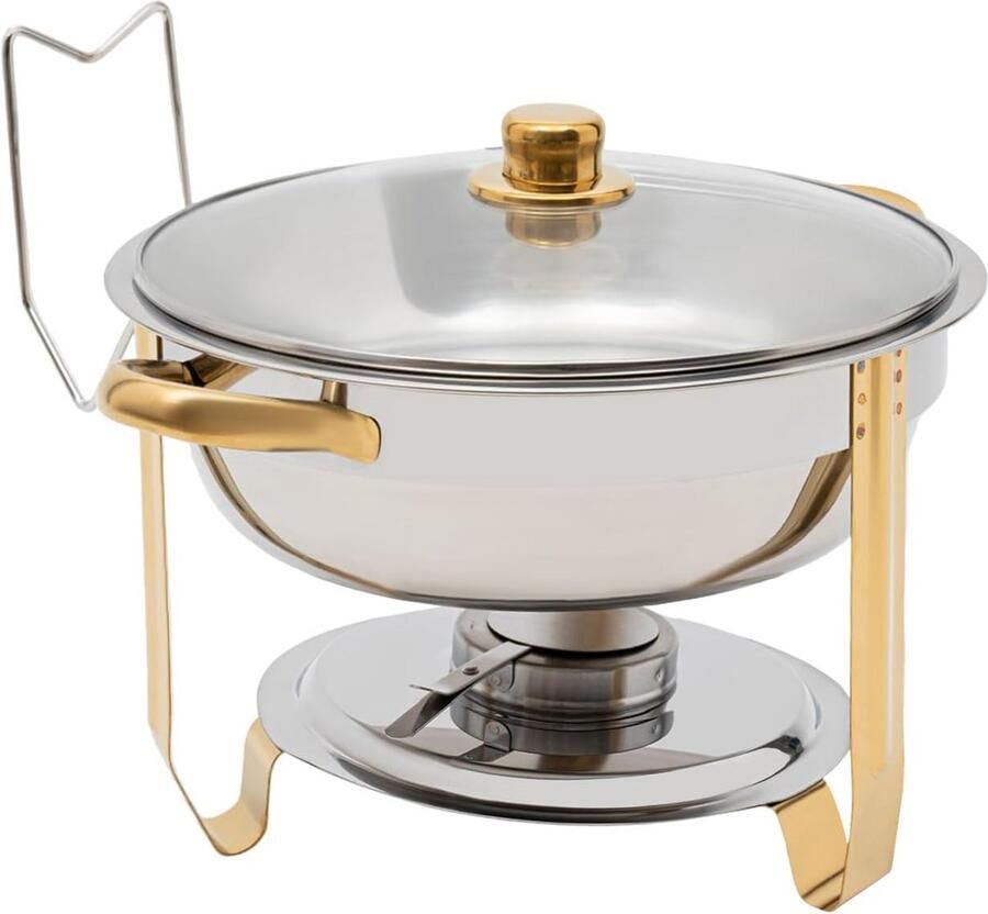Ronde RVS Buffet Chafing Dish Set voor Warmhouden van Voedsel