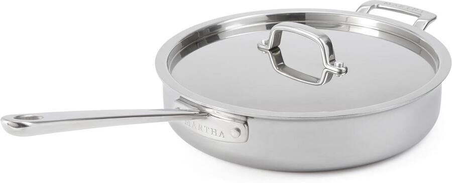 Ronde RVS Koekenpan met Deksel 3.5 Quart