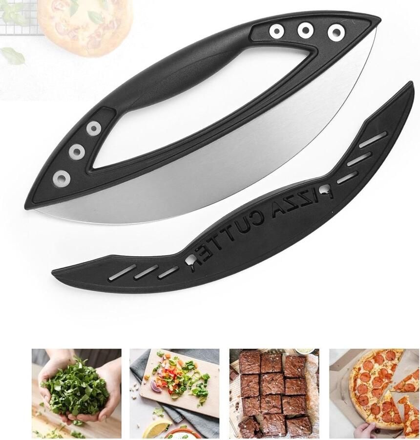 Ronde RVS Pizza Snijder met Beschermende Hoes voor Keuken en Professioneel Gebruik Ideaal voor Salades en Pizza's