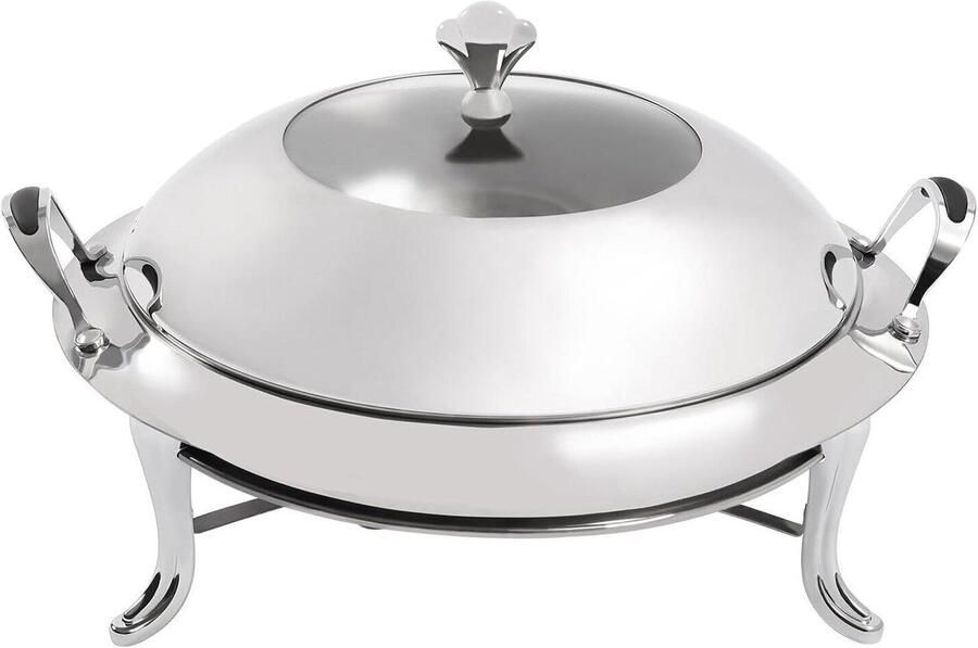 Ronde Schaal Warmhoudschaal Buffet Warme Maaltijden Serveren Verstelbare Vlam 38 cm Diameter Zilverkleurig