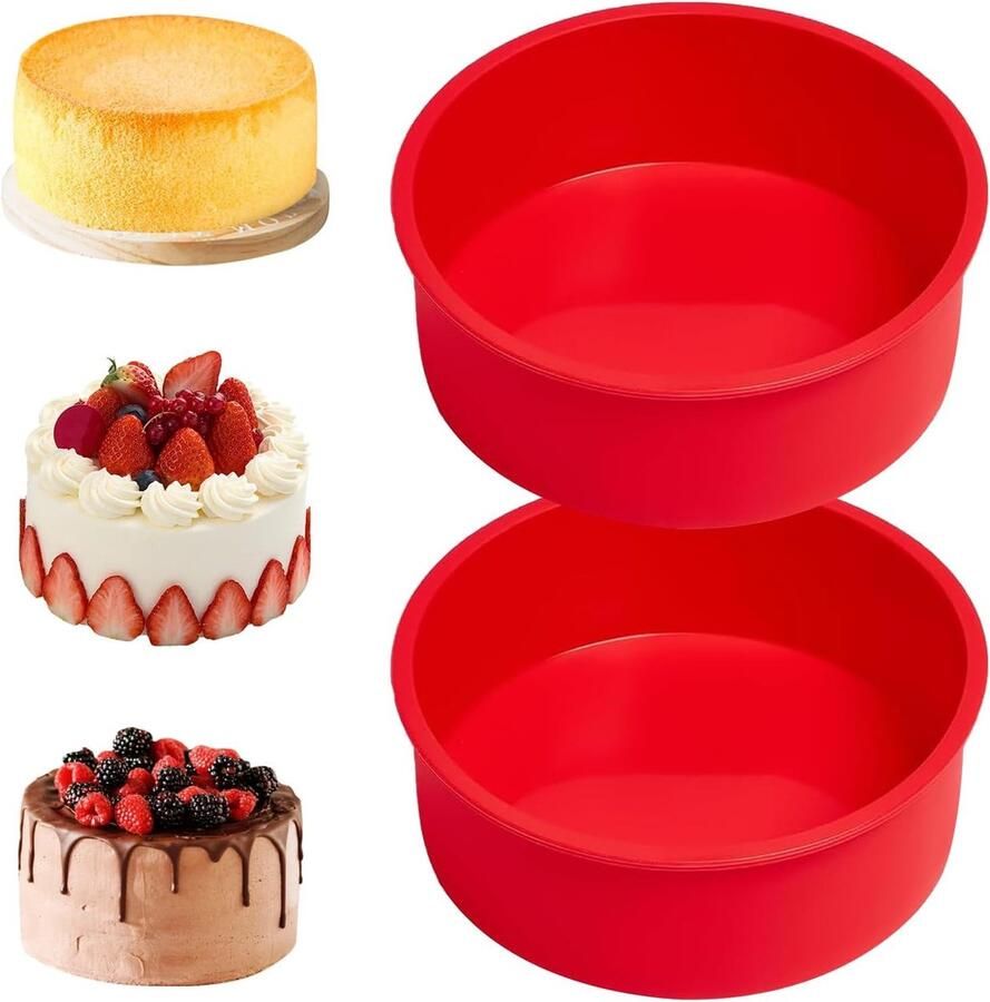 Ronde Silicone Cake Mallen van 15.5 cm 2 Stuks Ideaal voor Taarten Puddingen en Muffins Antikleef Coating voor Eenvoudig Bakken