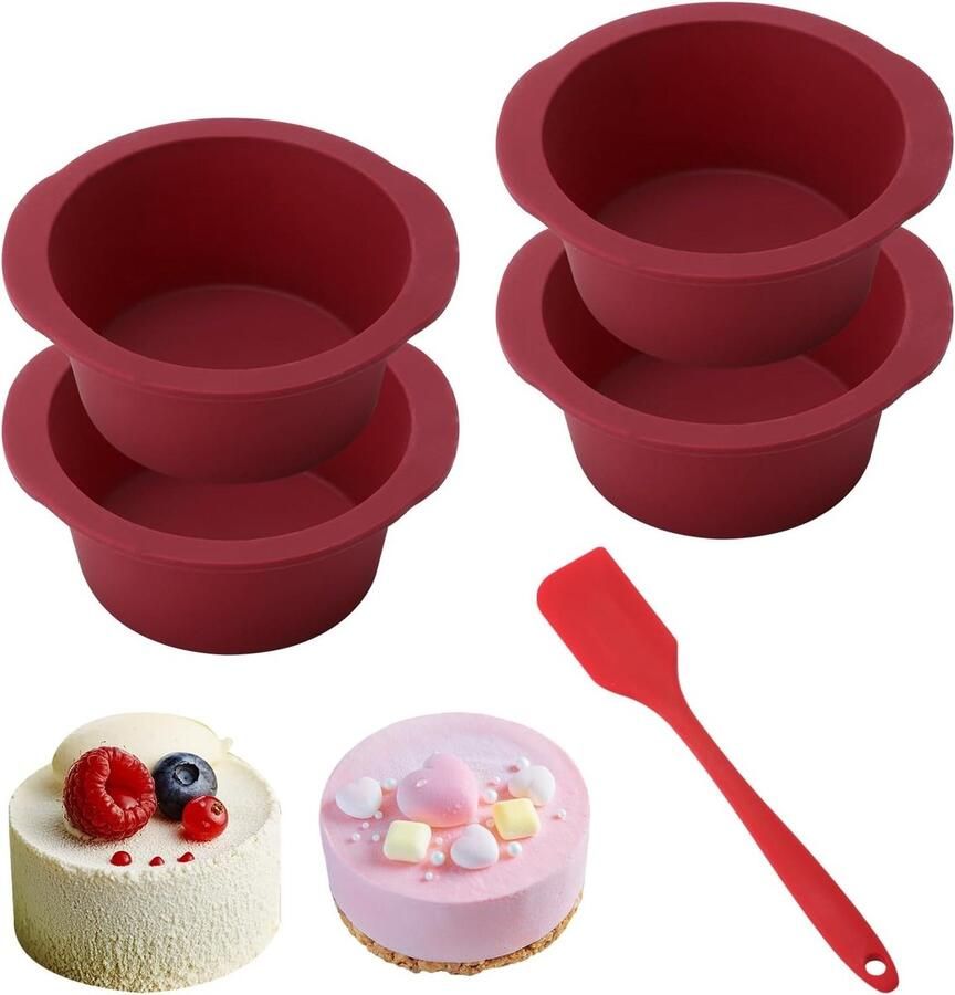 Ronde siliconen bakvormen set van 4 BPA-vrij voor airfryer en oven ideaal voor muffins pudding en taarten diameter 12 7 cm anti-aanbak mini bakvormen