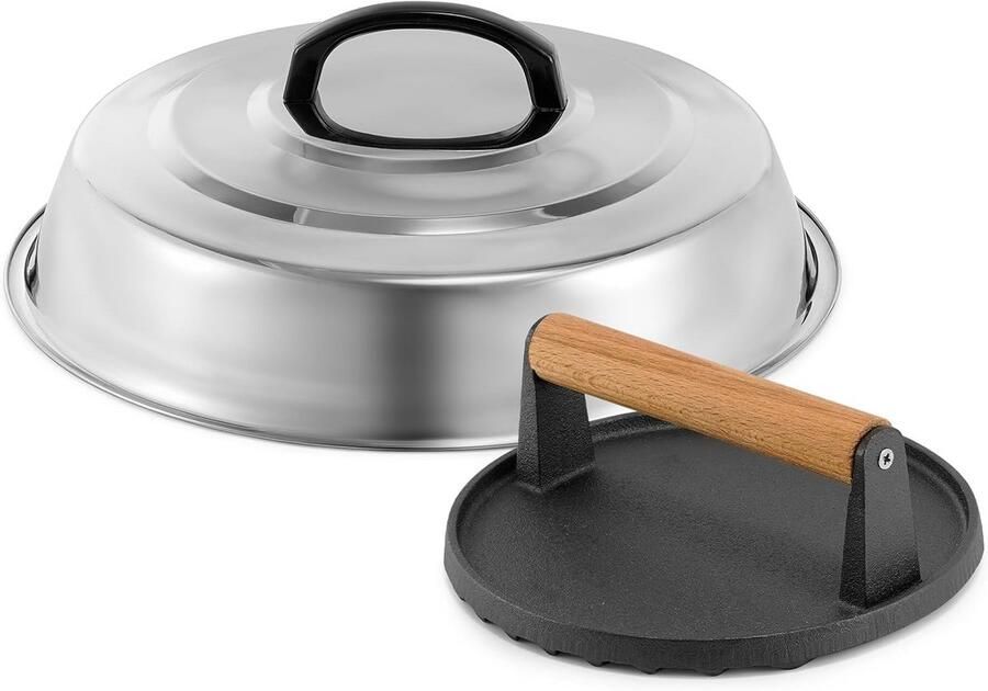 Ronde Smeltkoepel en Grillpers Set voor BBQ en Bakplaat