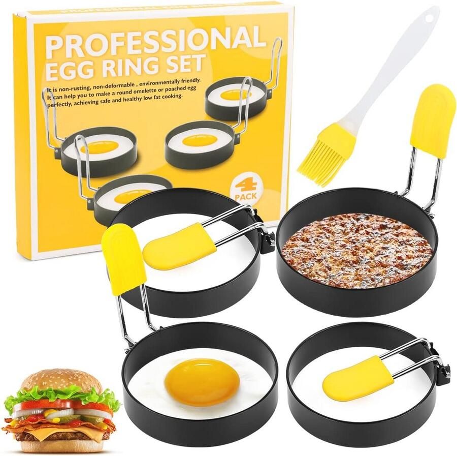 Ronde Spiegeleivorm en Pannenkoekvorm 4 Stuks Roestvrij Staal