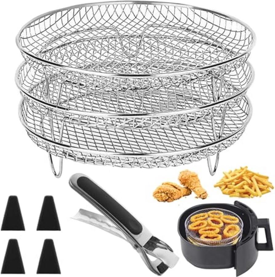 Ronde Stapelbare Manden voor Airfryer 3 Stuks 20 cm