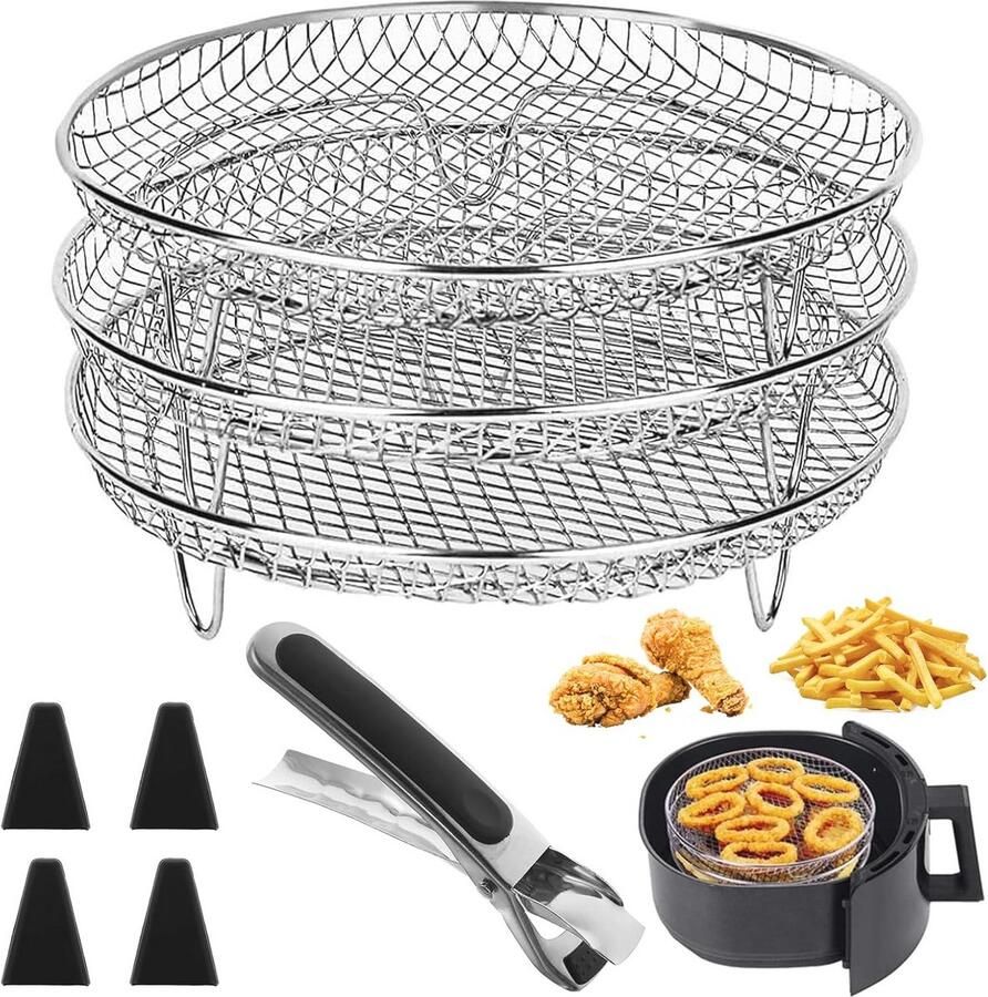Ronde Stapelbare Manden voor Airfryer 3 Stuks 20 cm