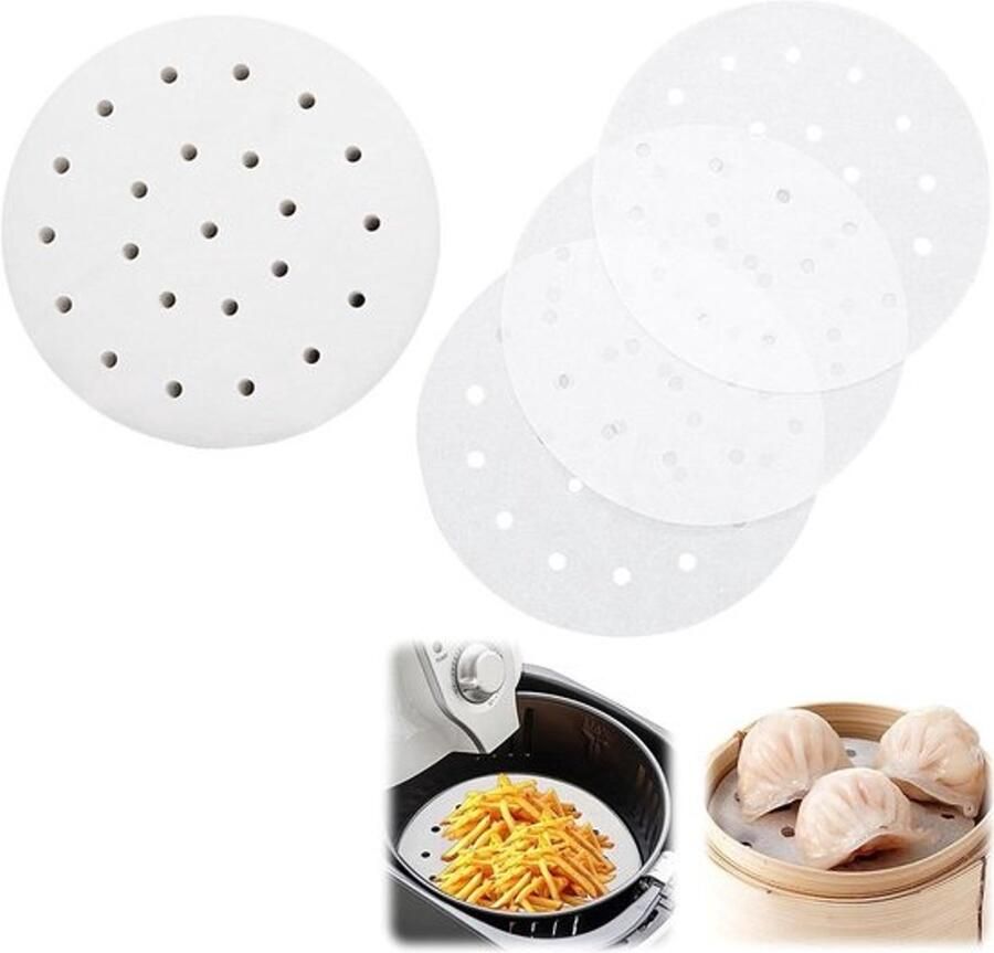 Ronde Stoom Papieren Stoommandje Liners Hygienisch Koken Voorkomt Vastplakken 100 Stuks 20cm Wit