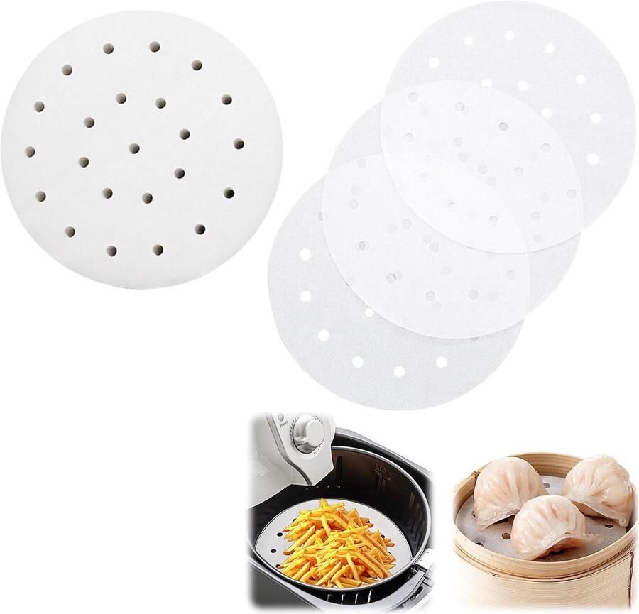Ronde Stoom Papieren Stoommandje Liners Hygienisch Koken Voorkomt Vastplakken 100 Stuks 20cm Wit