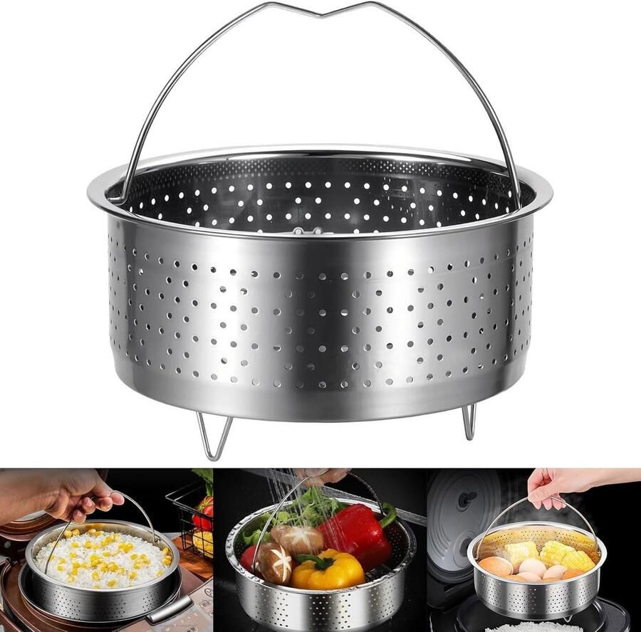 Ronde Stoominzet RVS 16 5 cm voor Pot en Kookpan met Handvat Voorgerechten Stomen