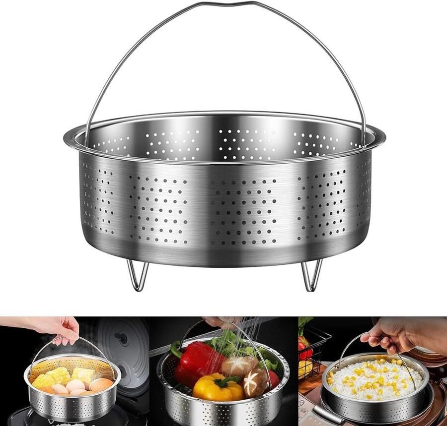 Ronde Stoominzet Stoommand Pan Gezond Koken Roestvrij Staal 304 13.7 cm Zilver