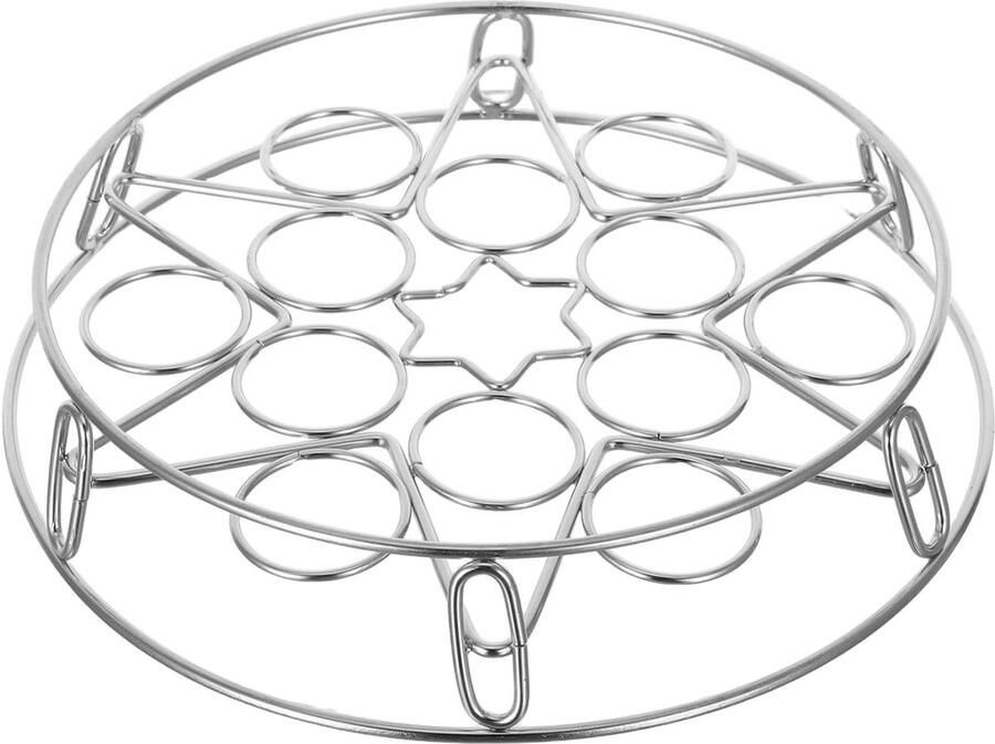Ronde Stoomrek Voedselstomer Eieren Gezond Koken Stapelbaar Roestvrij Staal 25.5 cm Zilver