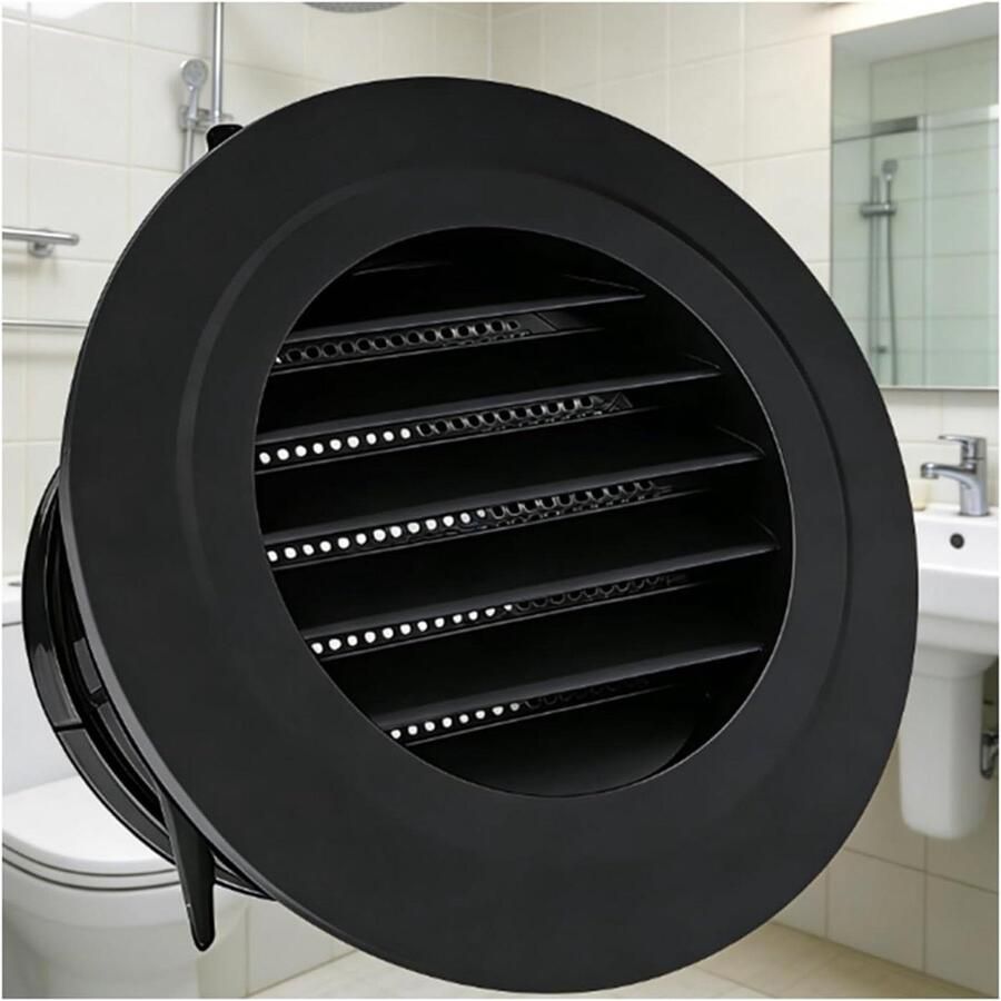 Ronde Ventilatieopening Afzuigkap Rooster Luchtstroom Beheer Ingebouwd Gaas 100 mm Zwart