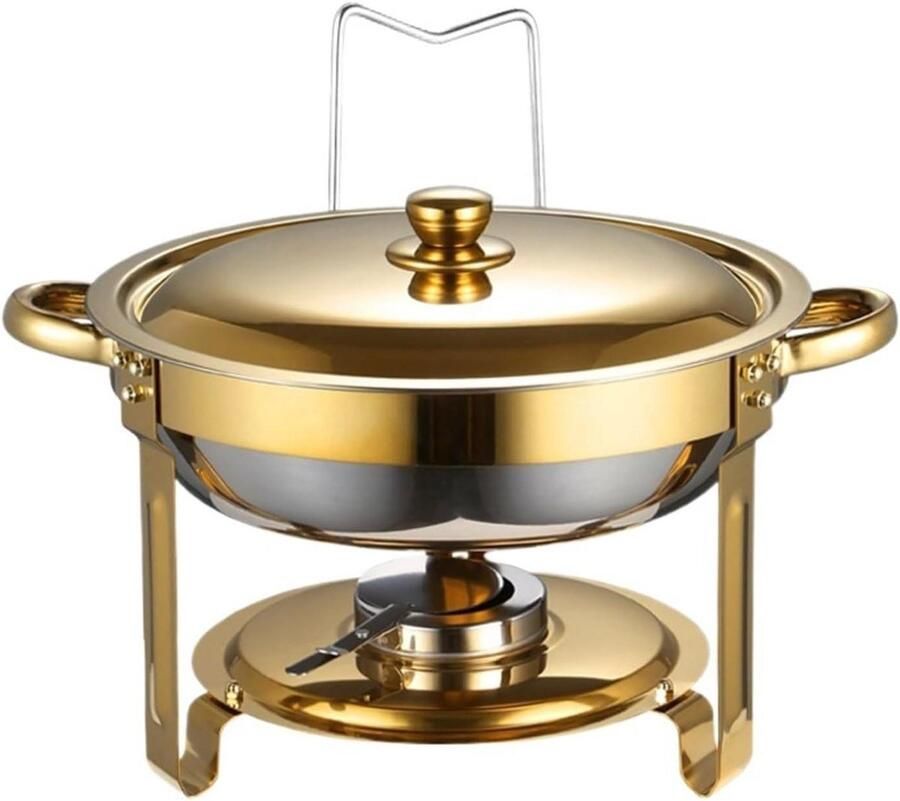 Ronde Voedselwarmer Chafing Dish Buffet Warm Houden Roestvrij Staal 42x28cm Goud