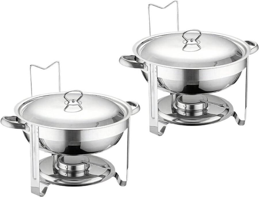 Ronde Warmhoudplaten Buffet Verwarmer Eten Warm Houden Roestvrij Staal 42.5 x 21 cm Zilverkleurig
