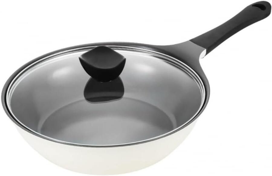 Ronde Wok Pan Snelle Verwarming Traditioneel Koken Antiaanbaklaag Deksel 30cm Diameter