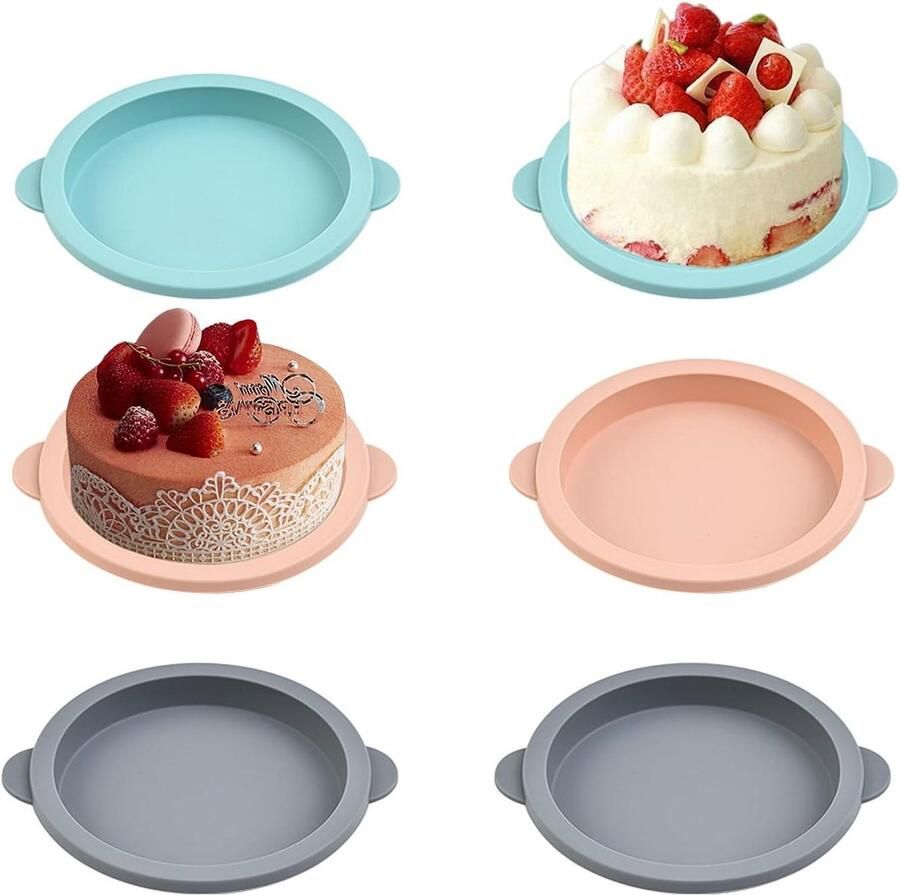 Ronte Siliconen bakvormen set van 6 10cm diameter Hittebestendige vormen voor taarten Voor heteluchtfriteuse