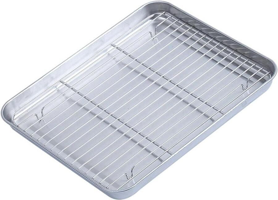 Rooster met bakplaat Grillplaat Bakken en grillen Verstevigd roestvrij staal Medium formaat Zilver