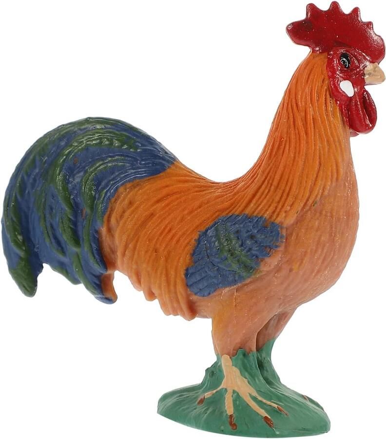 Rooster Model Boerderijdier Ornament Tuin Decoratie Levensecht Vakmanschap 6 cm Rood