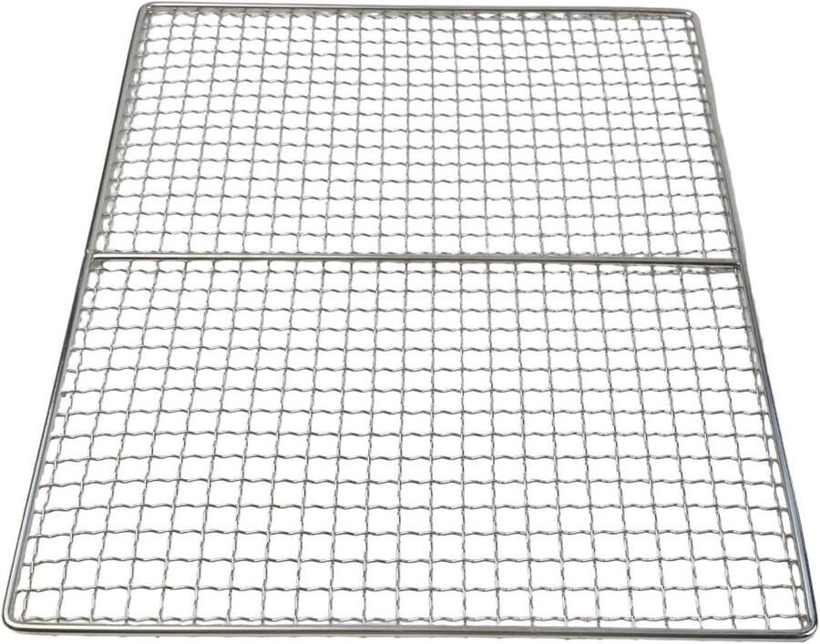 BBQ Rooster Kooknet Grill Buiten Grillen Vierkant Gaas Ontwerp 40 x 30 cm Zilver