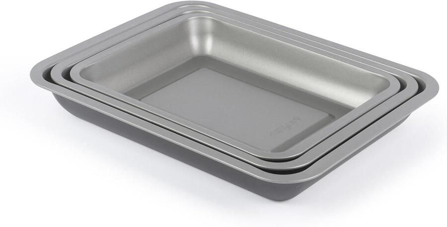 Rooster Trays Set Oven Schalen Koken en Bakken Antiaanbaklaag 31 35 39 cm Grijs