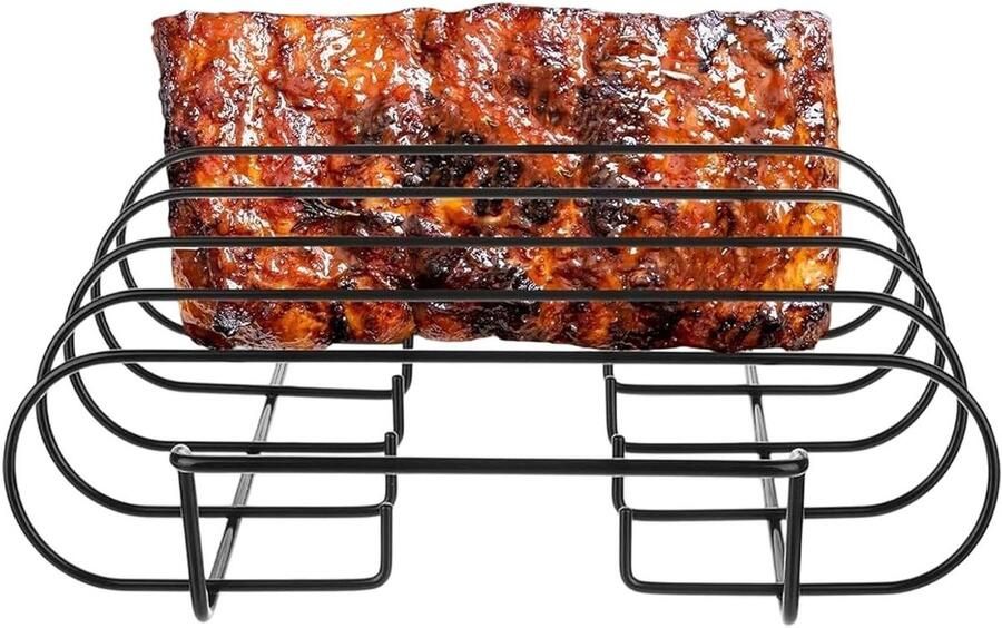 Roosterrek Grill BBQ Houder Verticaal Grillen Ruimtebesparend Ontwerp 4 Sleuven Zilver