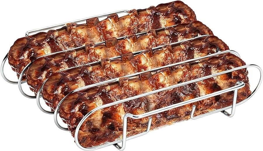 Roosterrek Grill standaard Vlees grillen Ruimtevol ontwerp 4-sleuven Zilverkleurig