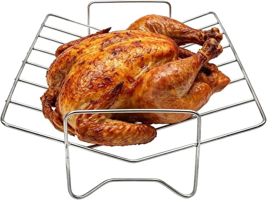 Roosterrek Oven Vleeshouder Braadrek Gelijkmatig Roosteren Hittebestendig Roestvrij Staal 29 x 21 x 8 cm Zilver